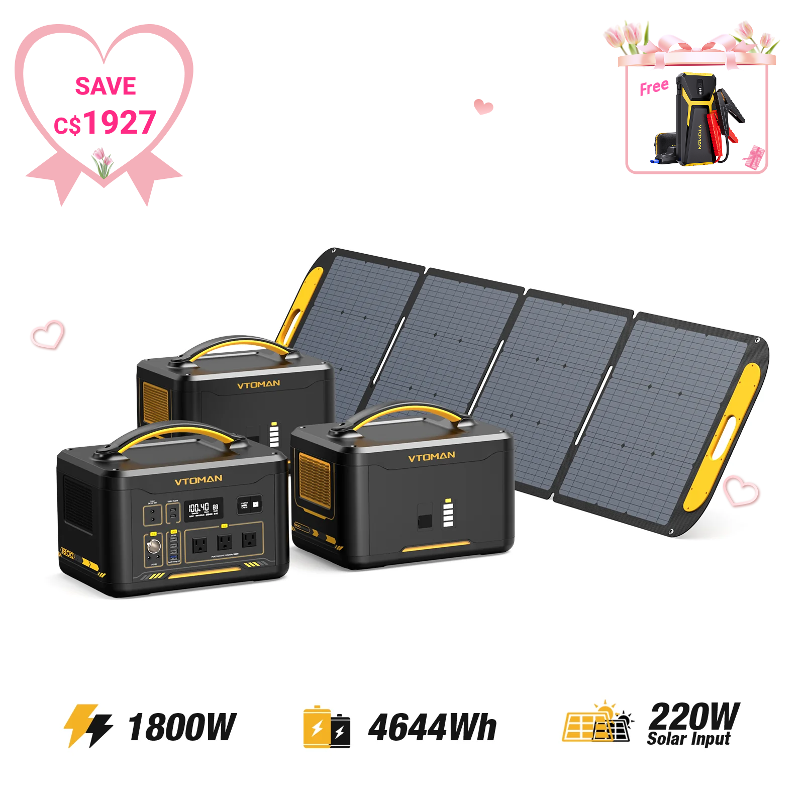 Jump 1800W/4644Wh 220W Solar Generator