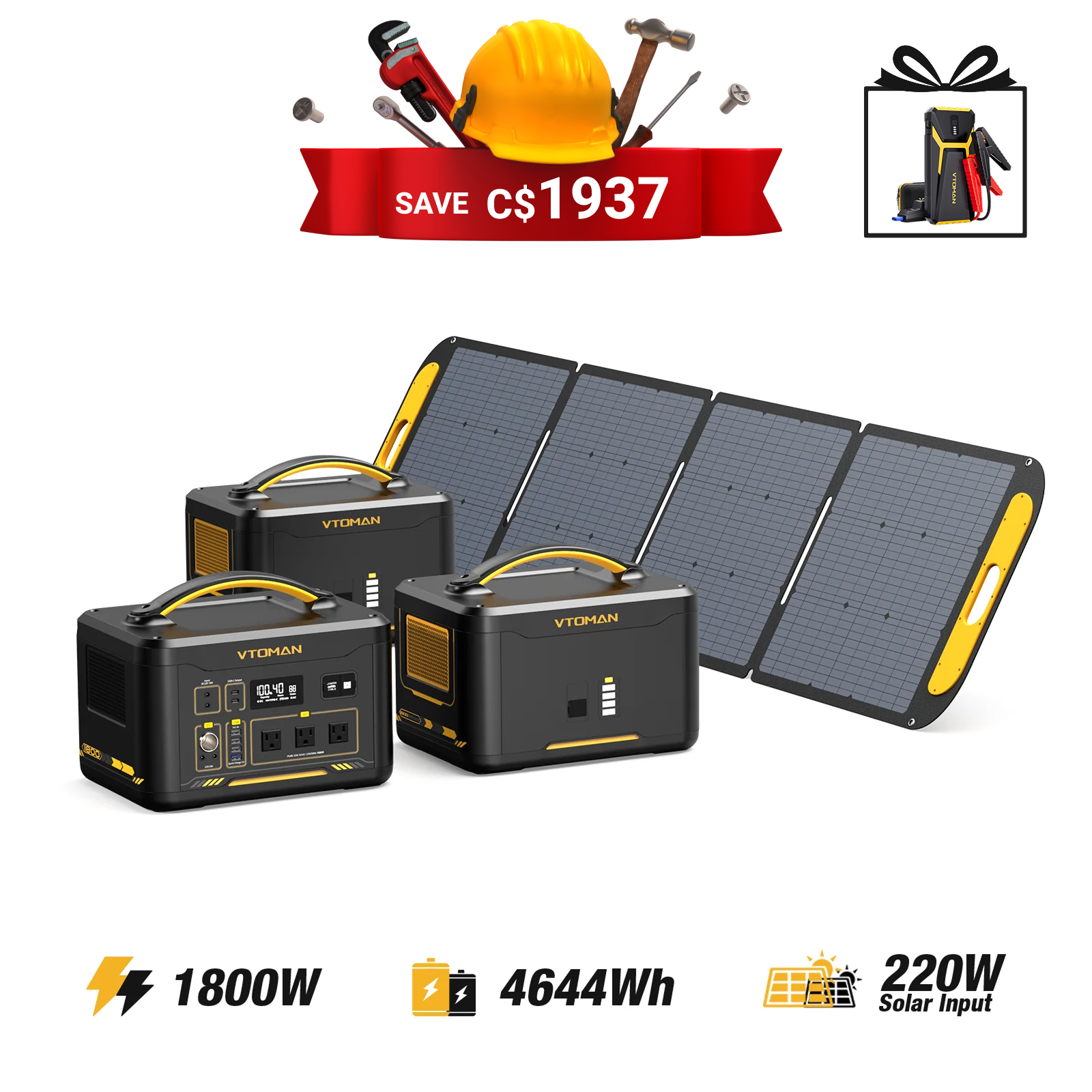 Jump 1800W/4644Wh 220W Solar Generator