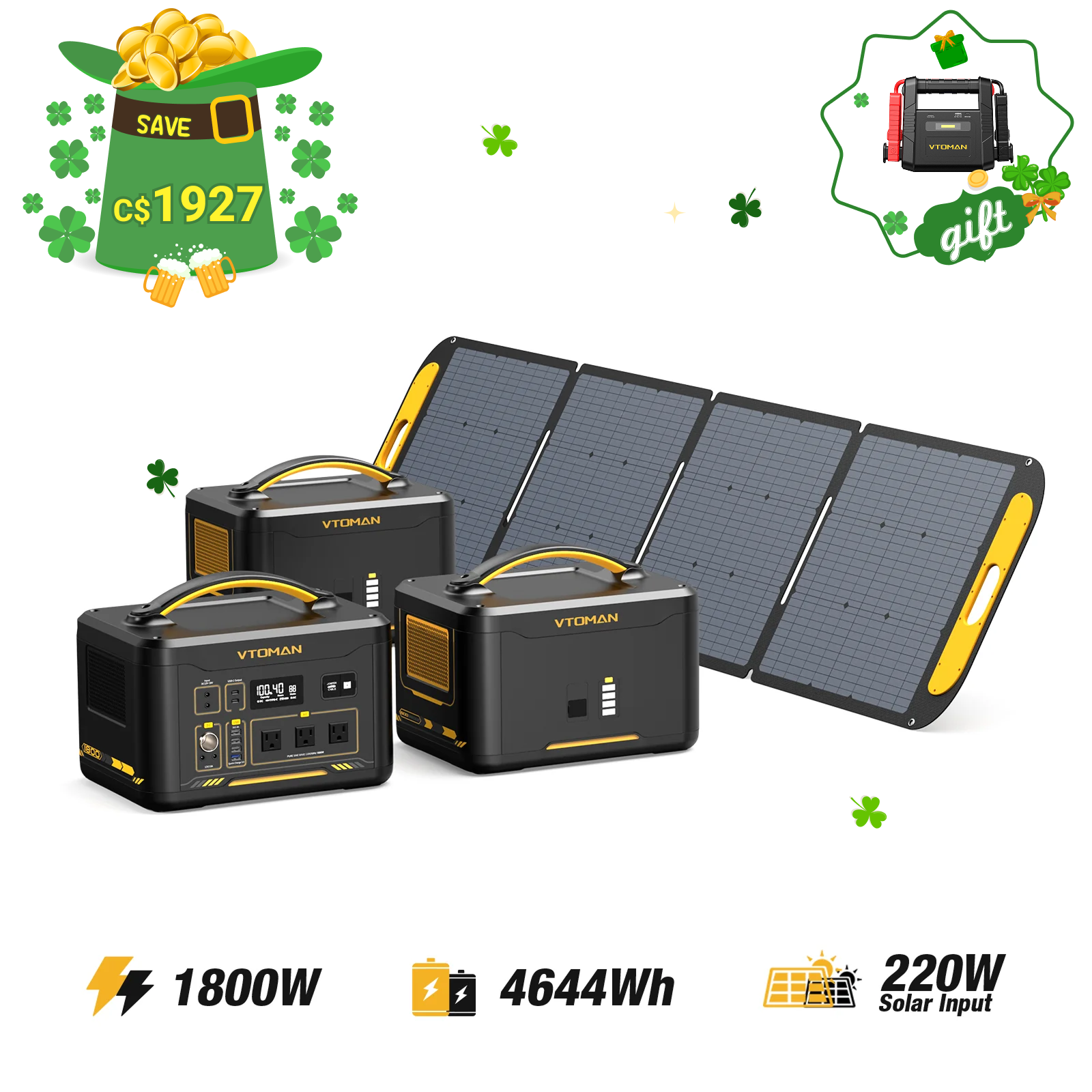 Jump 1800W/4644Wh 220W Solar Generator