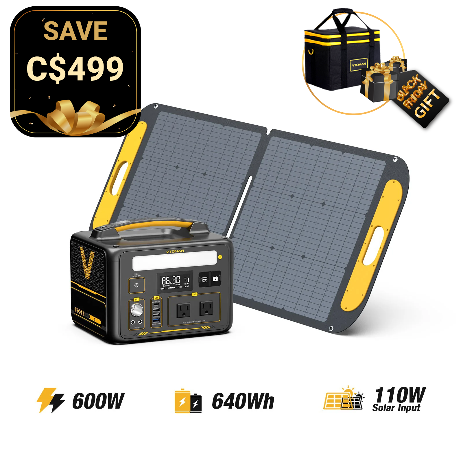 VTOMAN 110W Foldable Portable Solar Panels