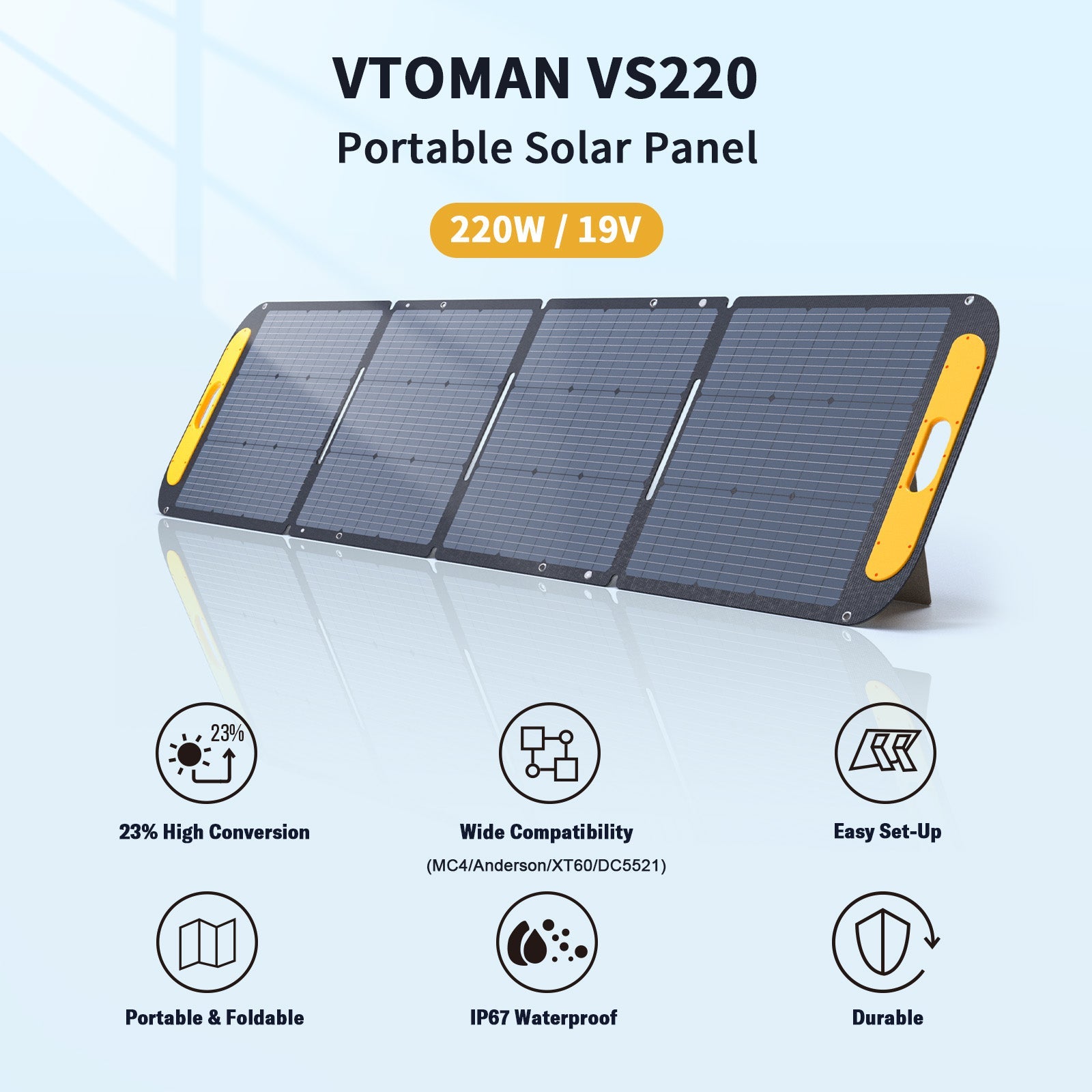 220w-19v solar panel